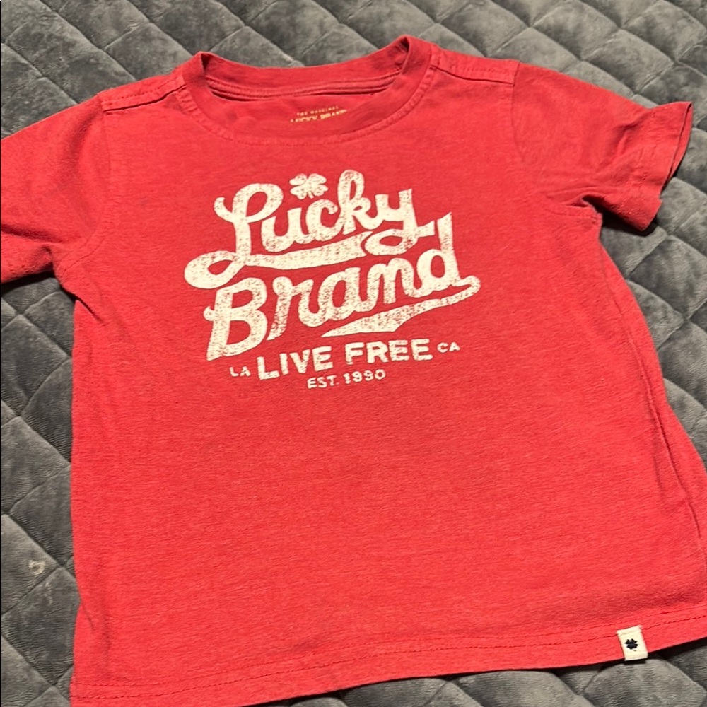 Lucky Brand Red Short Sleeve Tee with Vintage Script